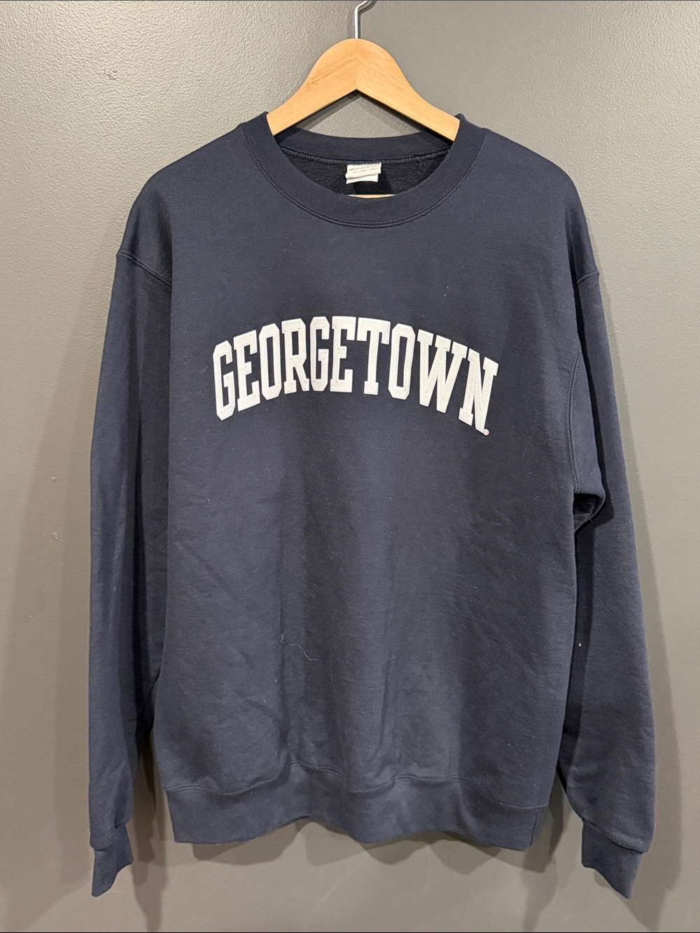 Champion Navy Crewneck Sweatshirt with White Georgetown Print